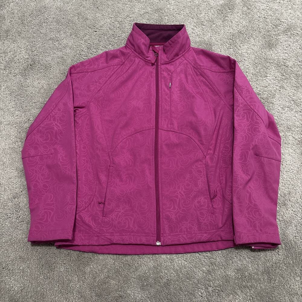 Double Diamond Softshell Jacket Fleece Lined Zipper Pockets Pink Rose Size XL